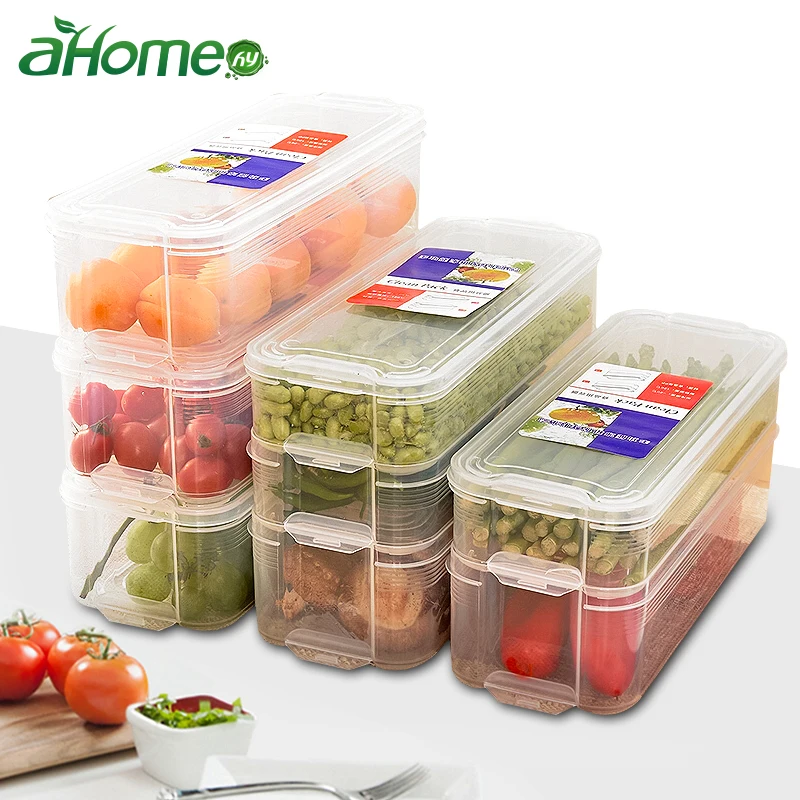 

Plastic Storage Bins Fresh Keeping Refrigerator Storage Box Food Containers for Kitchen Fridge Cabinet Freezer Desk Organizer