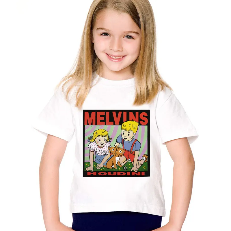 Детские Забавные футболки с мультяшным принтом «Melvins Houdini Metal Rock Band», детские летние футболки, топы для мальчиков и девочек, одежда для