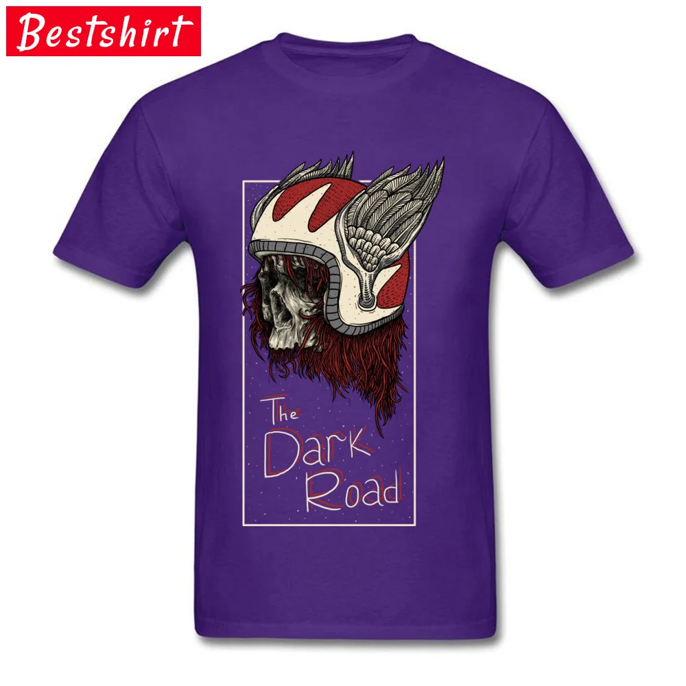the dark road Casual Tees Short Sleeve for Men Cotton Autumn O-Neck T Shirts Hip hop Sweatshirts Fashionable Wholesale the dark road purple