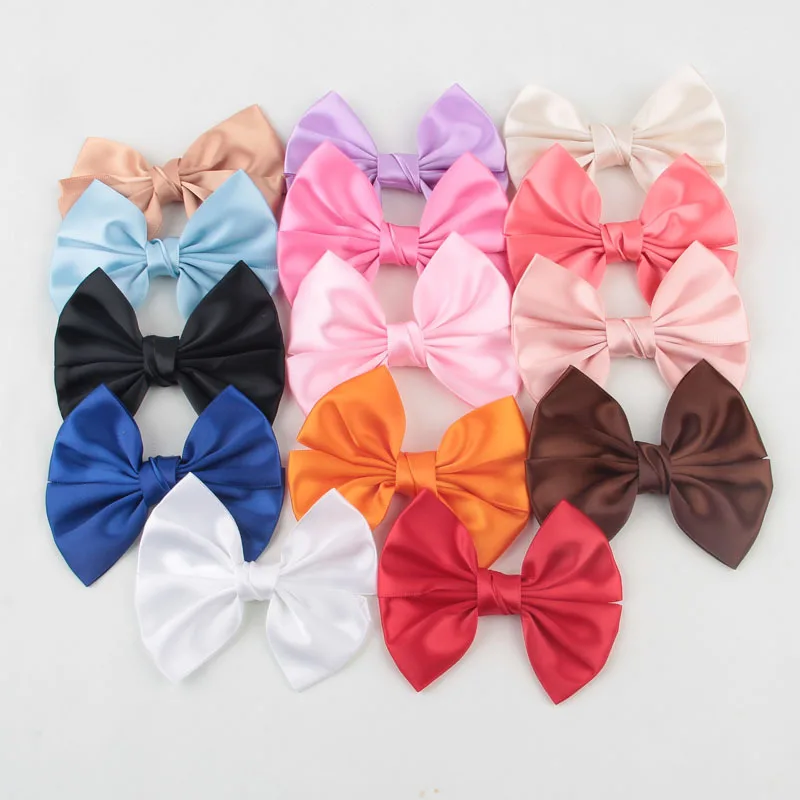 

30pcs/lot Korean Fashion Satin Ribbon Hair Bows No clip Big Bowknot Satin Bow Children hair accessories girl head wear Headdress