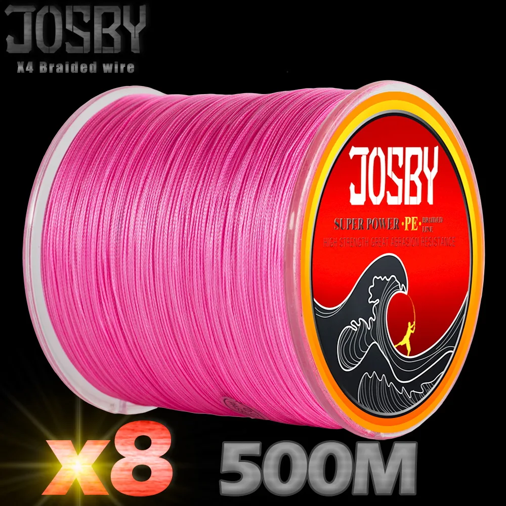 JOSBY 500 м 8X рыболовная брендовая супер прочная японская многонитевая ПЭ плетеная рыболовная леска 8 нитей 12LBS-78LBS ловля карпа