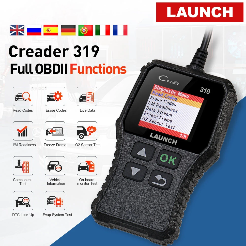 

Launch Creader 319 OBD2 Scanner Car Fault Code Reader Full OBDII Scaner Auto Diagnostic Scan Tool Autoscanner Diagnostics Tools