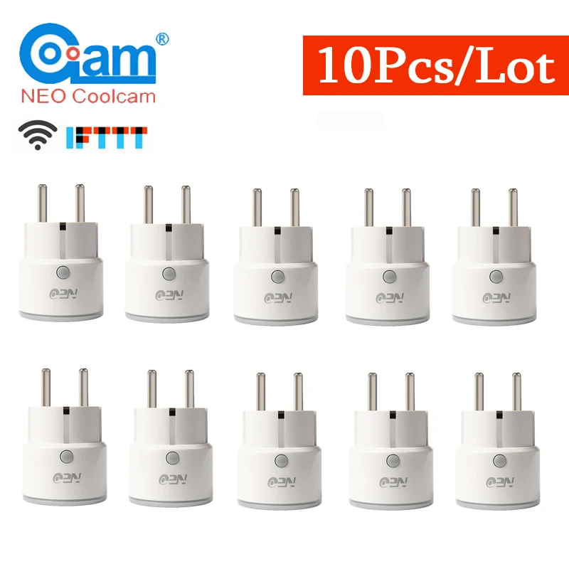 

Neo 10PCS/LOT Wifi Smart Plug EU Socket Support Alexa,Google Home,IFTTT Outlet With Timer and Remote Control Via Mobile Phone