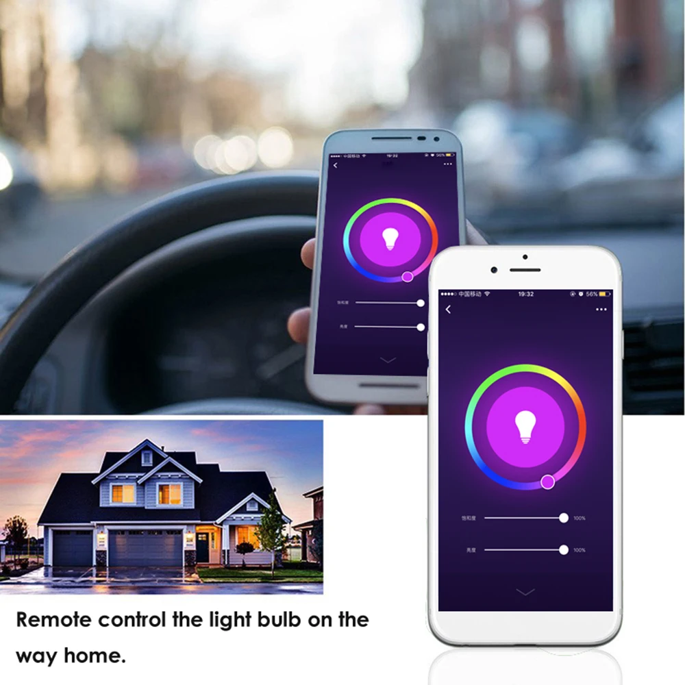 Многоцветный 2104 подсветка умного Wi-Fi лампы 9 Вт лампочки RGB Диммируемый телефон RemoteControl Совместимость с Alexa Google Home Tmall Genie