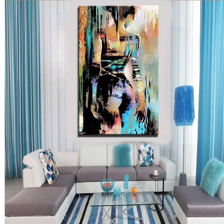 hand painted modern nude painting colorful naked woman oil painting on canvas back of girl fashion home decoration picture