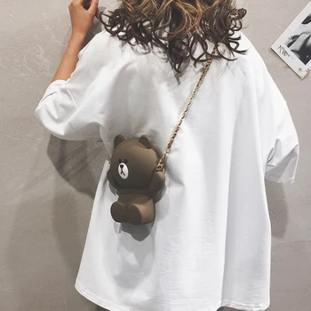 

bags for women handbag designer Chic chain 2020 new personality bear one shoulder cute cartoon casual Messenger bag