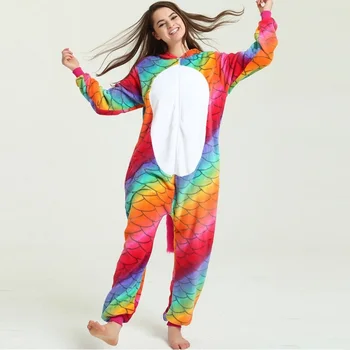 

Homewear Unicorn Pajamas Sets 2019 Flannel Pajamas Winter Pikachu Stitch Hoodie for Women Adult Sleepwear hooded Cute pajama