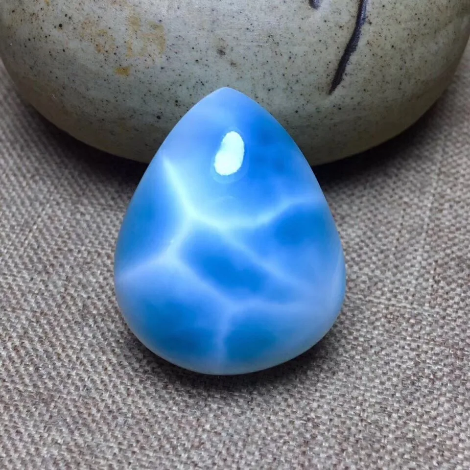 

Natural Blue Larimar Gemstone Pendant From Dominica 26x21x12mm Beads Women Female Gift Water Pattern Crystal Pendant AAAAA
