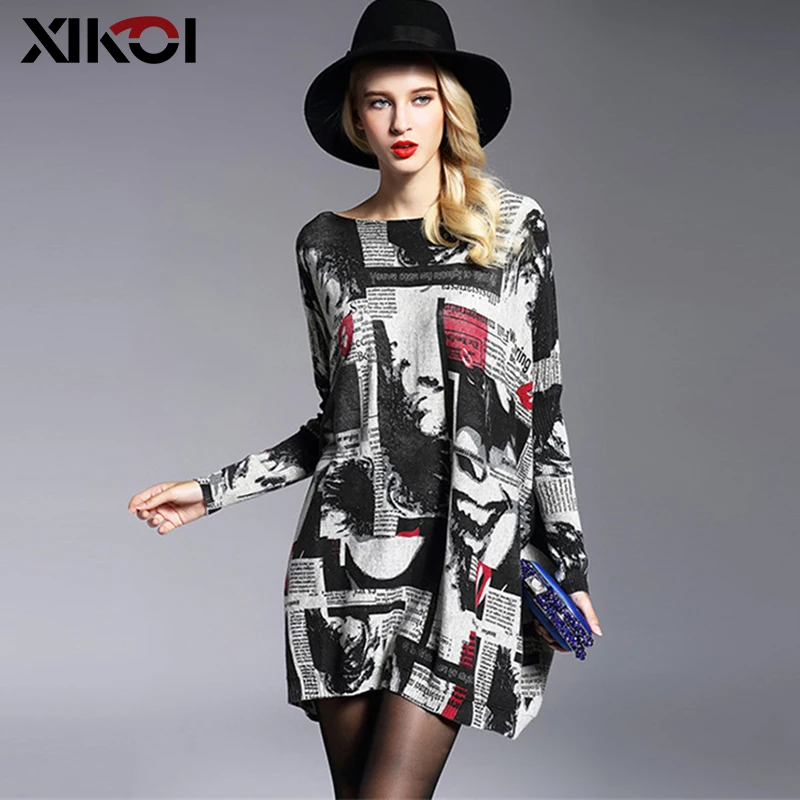 XIKOI Fashion Oversized Knitted Sweaters Women's Clothing Pullovers Jumpers Slash Neck Batwing Sleeve Long Print Sweater Shirts XIKOI Fashion Oversized Knitted Sweaters Women's Clothing Pullovers Jumpers Slash Neck Batwing Sleeve Long Print Sweater Shirts