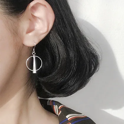 round geometric earrings 100% 925 Sterling silver Jewelry fashion Hypoallergenic dangle earrings for women Christmas gift
