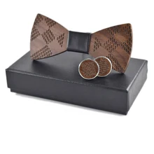 Mantieqingway деревянный галстук-бабочка галстуки Набор Запонок модная деревянная Бабочка Свадебный ужин ручной работы corbata деревянные галстуки Набор шейных Платков