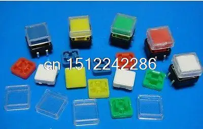 

10pcs 12x12x14mm PCB Momentary Tactile Push Button Switch + Square White Cap