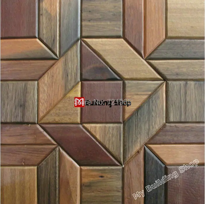 Natural wood mosaic wall tiles NWMT088 rustic wood parquet mosaics