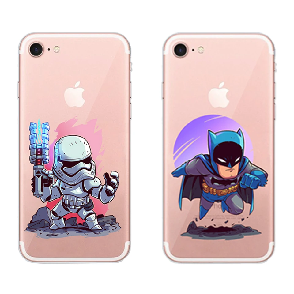 

For Apple iPhone 5 5S SE 6 6S 7 8 Plus X Cartoon Personality Colorful Back Cover Coque Q version hero Fashion Phone case
