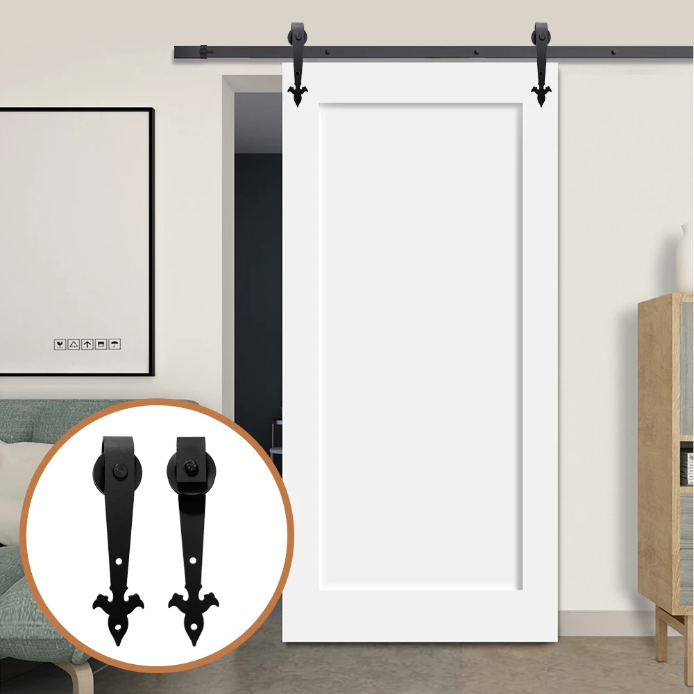 LWZH Industrial Style 8FT Single Sliding Barn Door Steel Hardware Kit font b Closet b font