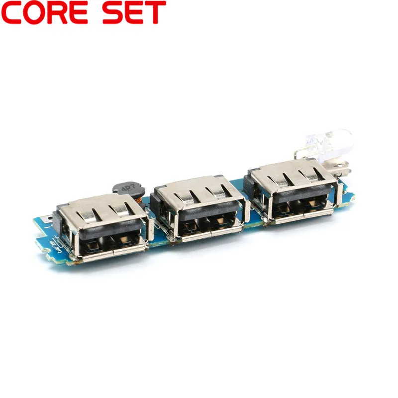 3 USB 3V to 5V 2A Mobile Power Bank Charger Controller Module Step Up Boost Power Module Lithium Battery Charging Board LED Electronics Component
