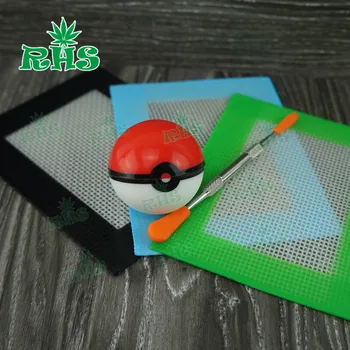 

6ml Pokeball Pokemon Herb Weed DAB Wax Silicone Container Jars Nonstick Oil Wax Silicone Mat Pad Container Jar Dab Tool Kit