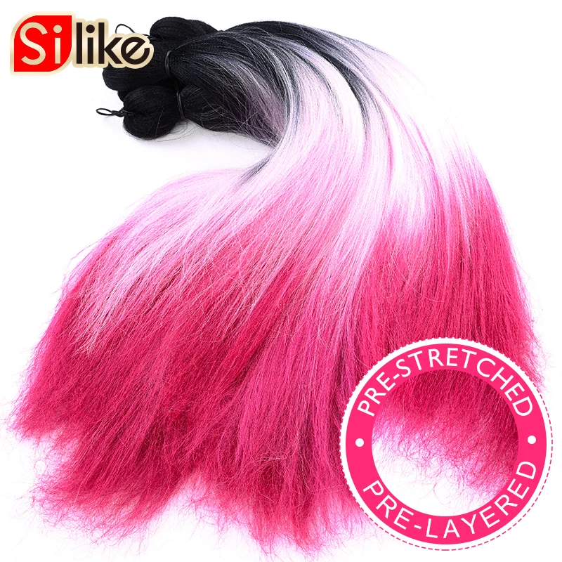 Silike предварительно растянутые легкие плетеные огромные косы предварительно Пернатые натуральные слои 24 дюйма синтетические легкие волосы для наращивания