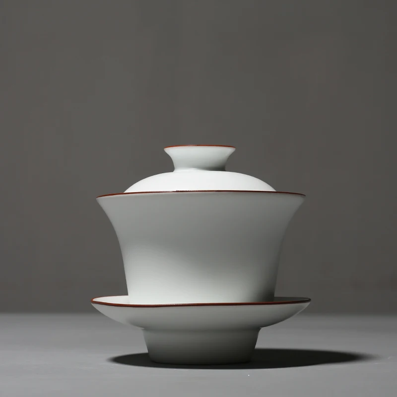 

PINNY Matte White Porcelain Gaiwan Hand Made Ceramic Tea Tureen High Quality Kung Fu Tea Set Chinaware Chinese Tea Service