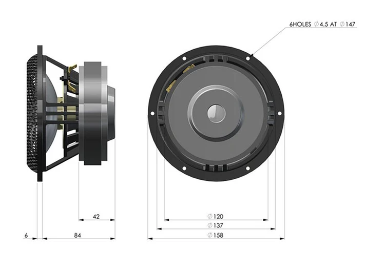 HF-174 HiFi колонки 5,5 дюймов жесткий керамический купол бас СЧ/C158-6-851/6,3 Ом 88дб 120 Вт