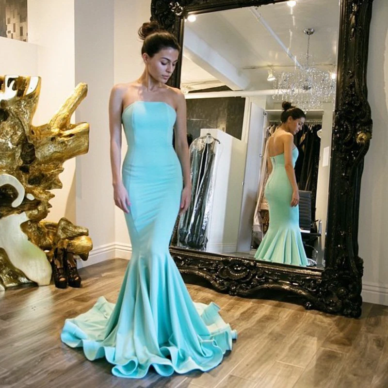 Sweep Train Mint Green Mermaid Prom Dresses African 2017 Strapless Sweetheart Chiffon Long Party Gowns Ballkleider Customized Sweep Train Mint Green Mermaid Prom Dresses African 2017 Strapless Sweetheart Chiffon Long Party Gowns Ballkleider Customized