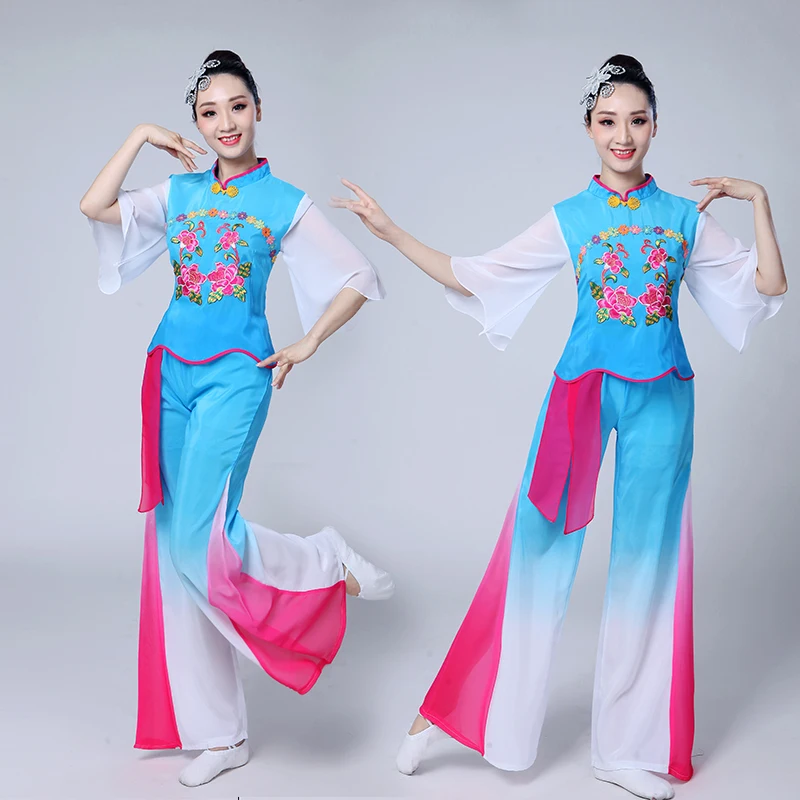 Hanfu Национальный танцевальный костюм для выступлений классический танцевальный веер Традиционный китайский танцевальный костюм