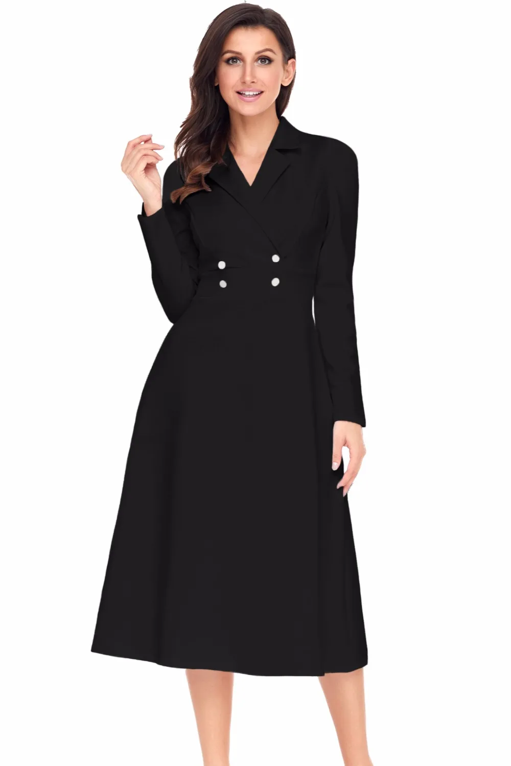 Black-Vintage-Button-Collared-Fit-and-flare-Dress-LC61803-2-1