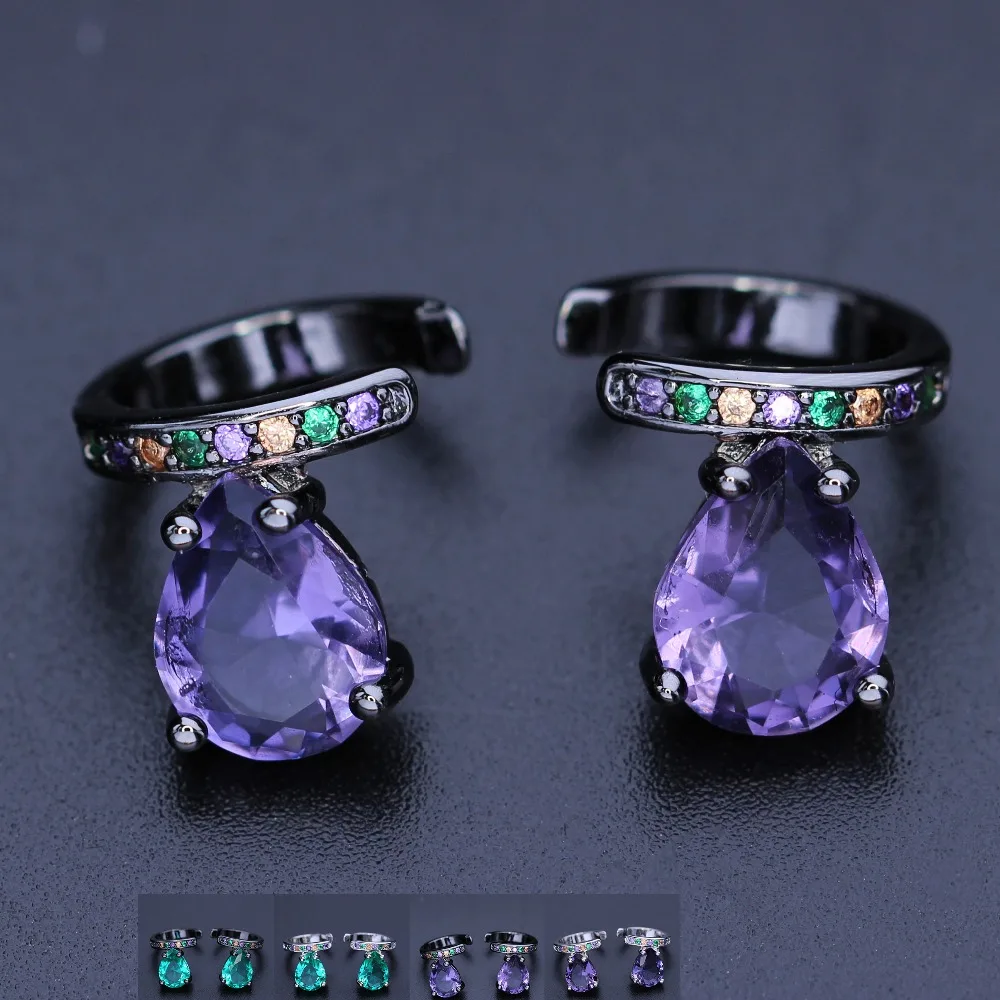 

Multi Color Zirconia Ear Cuff Earrings Water Drop Clear Crystal Stone Clip Earrings Clips no Piercing fr Women Jewelry EFX011192