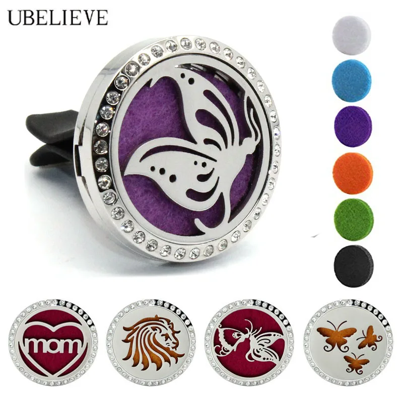 

30mm Car Aromatherapy Diffuser Locket For Car Tree Of Life Essential Oil Diffuser Vent Clip Stainless Steel Car Perfume Locket