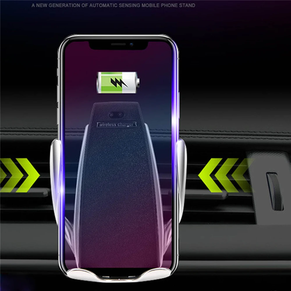 

Automatic Clamping Wireless Car Charger for iphone Android Air Vent Phone Holder Stand 360 Rotating Car Charging Mount Bracket