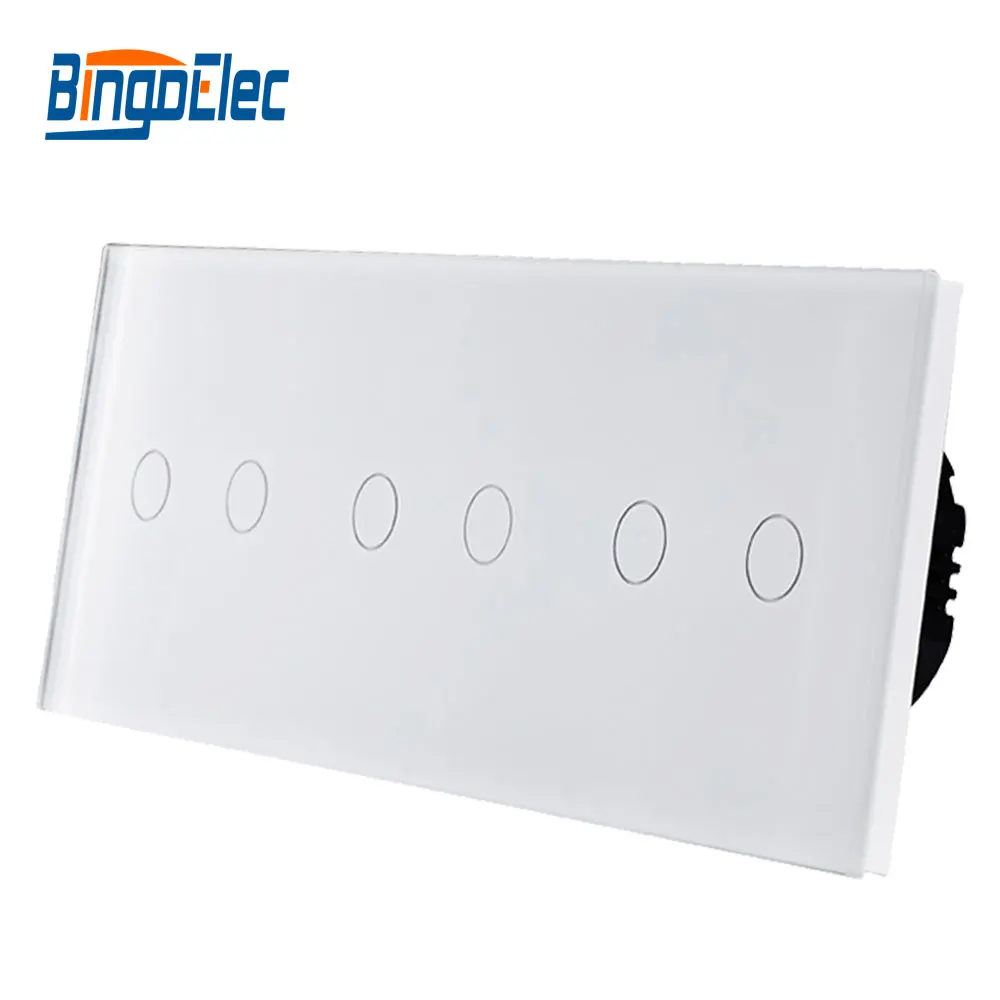 

EU type switch, six gang touch wall light smart switch, Free combination, AC110-250V Free shipping