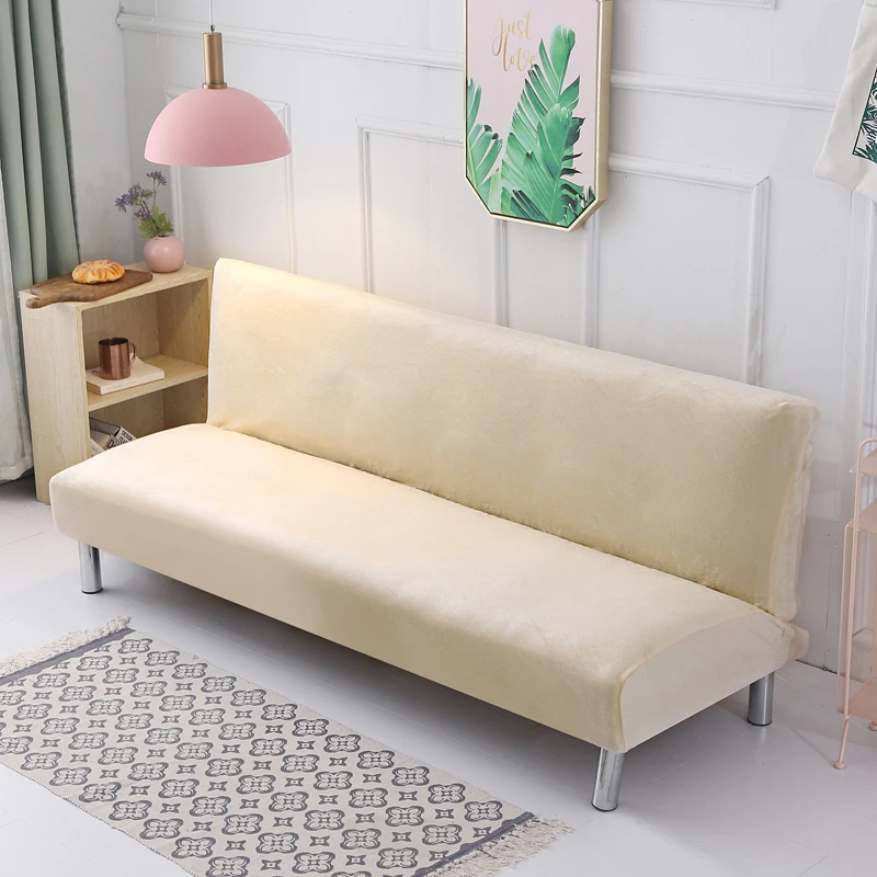 plush folding sofa bed cover velvet thick slipcover case for armless sofa bed sheet Couch cover Elastic Futon Cover winter 3