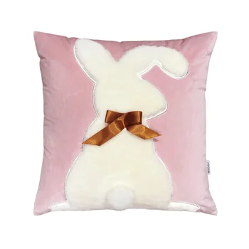 

45x45cm simple modern white fur pink rabbit cushion cover sofa decor throw pillow cover pillow case waist pillowcase indoor home