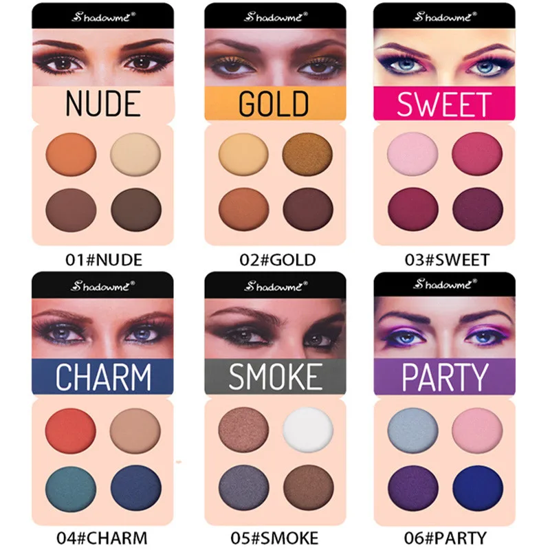 

4 Color Wine Red Eyeshadow Palette Pressed Shimmer Matte Eye Shadow MakeUp Long-Lasting Eye Palette Hua For Beauty Cosmetic