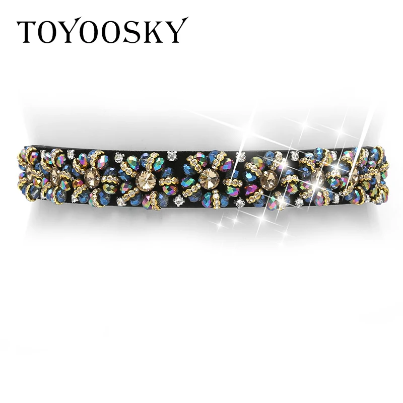

2018 New Arrival Designer Luxury Crystal Elastic Women Wide Belt with rhinestone Elegant belts for women High Quality TOYOOSKY