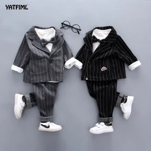 YATFIML/Детский костюм из 3 предметов; Весенний костюм джентльмена для мальчиков; Праздничная детская одежда для свадьбы; элегантные вечерние костюмы для мальчиков