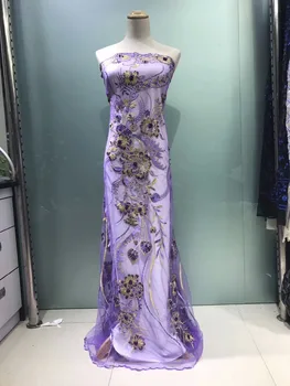

african lace fabric with sequins 450*135CM 2017 latest sequin fabric high quality tulle sequins lace fabric for evening jln283