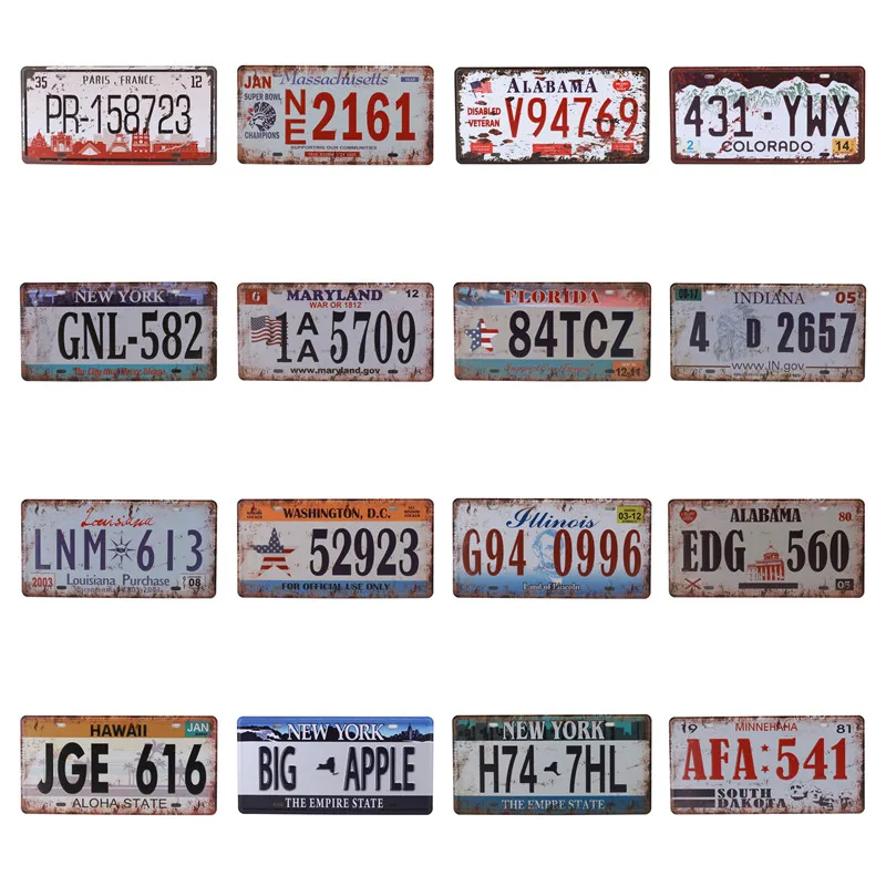 

California Wall Number Poster Vintage Home Decor New York Tin Sign USA Car Plate Nevada Metal License Plaque Oregon 15X30CM C20