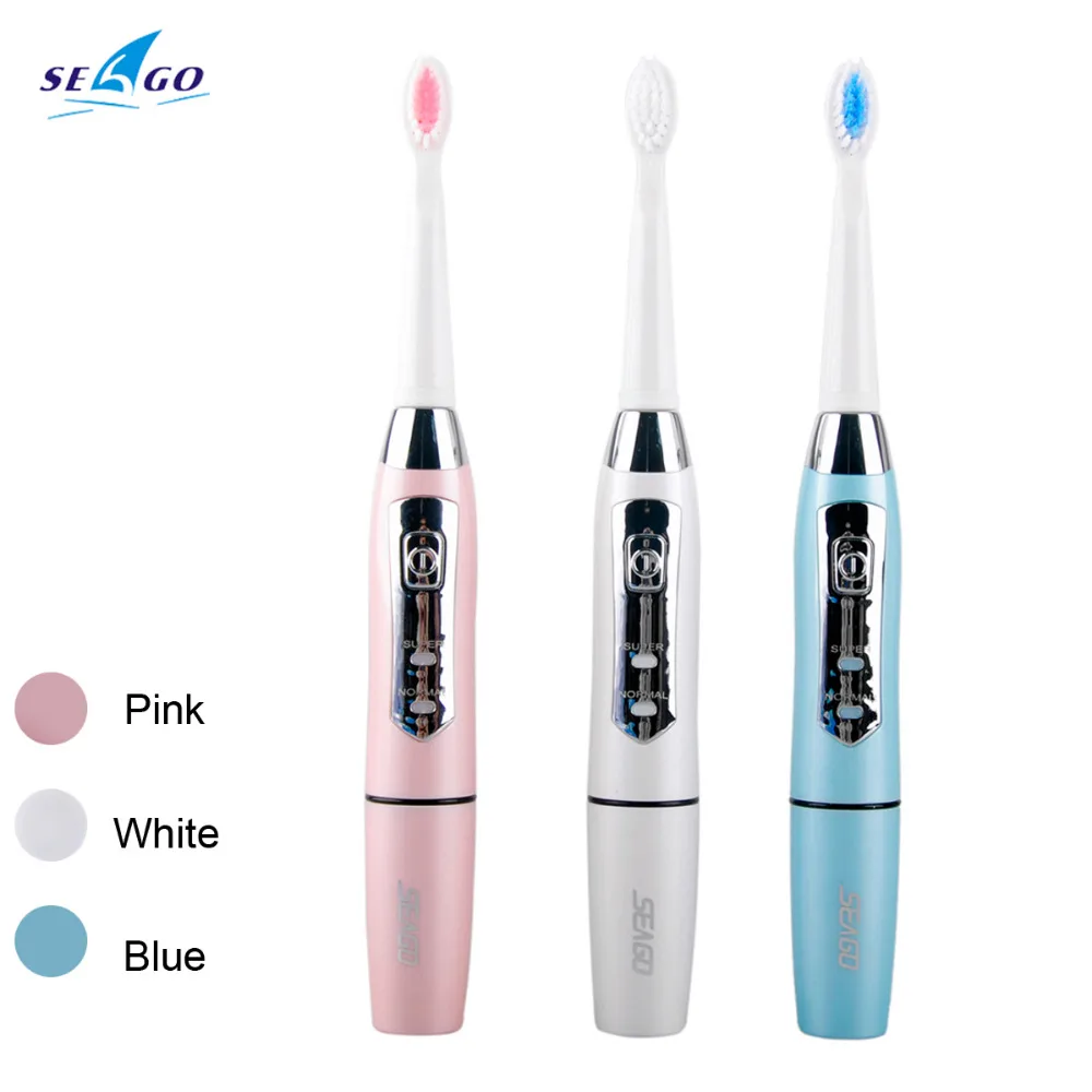 

Dental Care Seago Battery Powered Intelligent Electric Toothbrush SG-610 Adult Sonic Electric Toothbrush With 3pcs Brush Heads