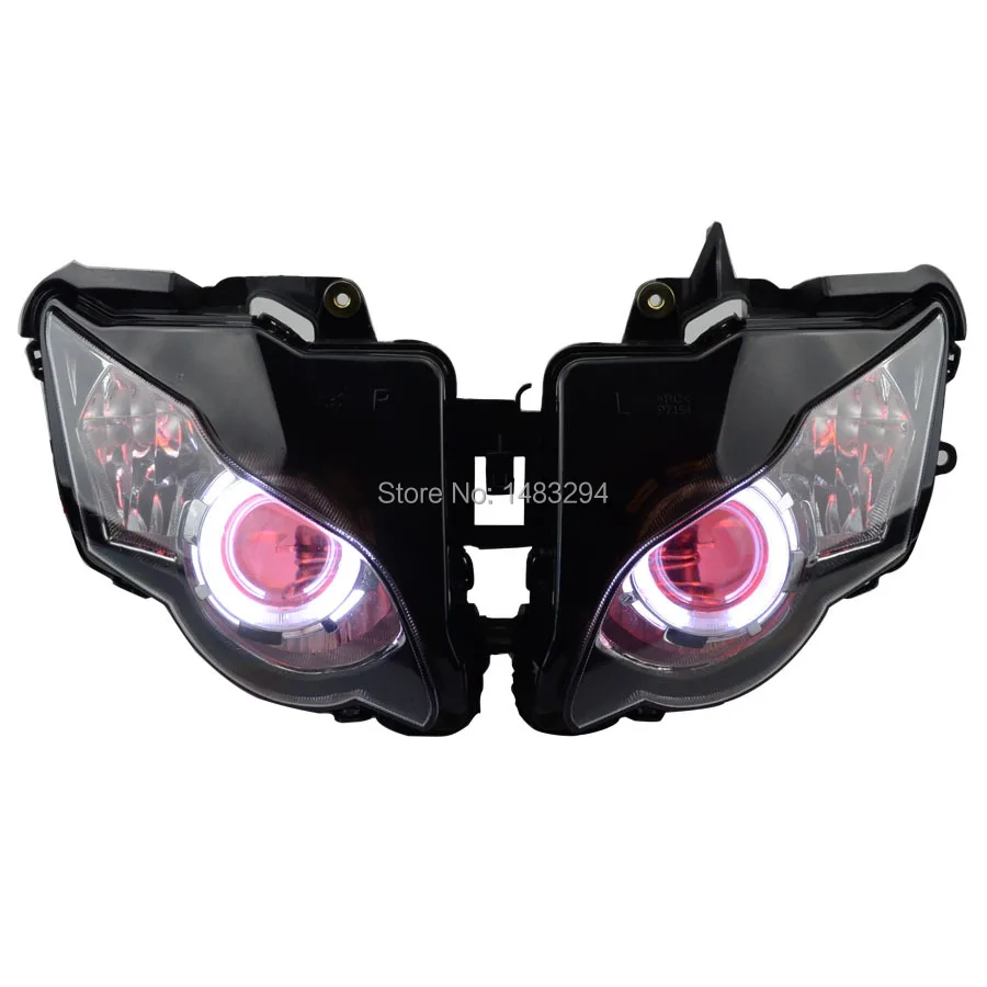 Двойной Белый Halo Eyes& Red Demon Eyes Собранный проектор 35 Вт HID фара Подходит для Honda CBR1000RR 2008-2011 08 09 10 11