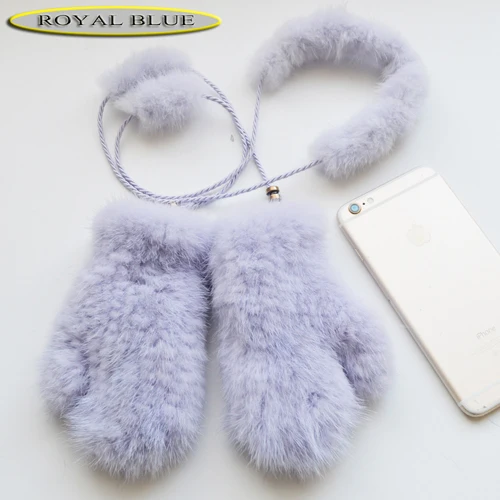 Брендовые Детские перчатки из натурального меха, зимние теплые перчатки из натурального меха норки, Милые Роскошные вязаные варежки из меха норки, лучший подарок для детей - Цвет: royal blue