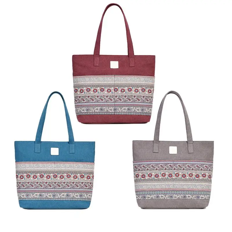 

Women Shoulder Bag Fashion Trend Casual Ethnic Style Tote Canvas Bags Portable Handbag Large Capacity Shopping Hand Bag Handbags