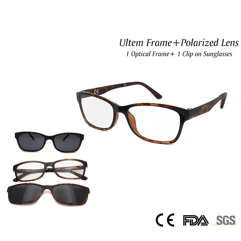 

2017 New Fashion Unisex Eyeglasses Ultem Light Flexible Frame With Polarized Magnets Clip On Sunglasses Myopia Glasses Oculos