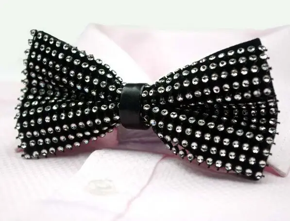 Мужской черный полный горный хрусталь бисер галстук-бабочка/сценический галстук-бабочка для смокинга