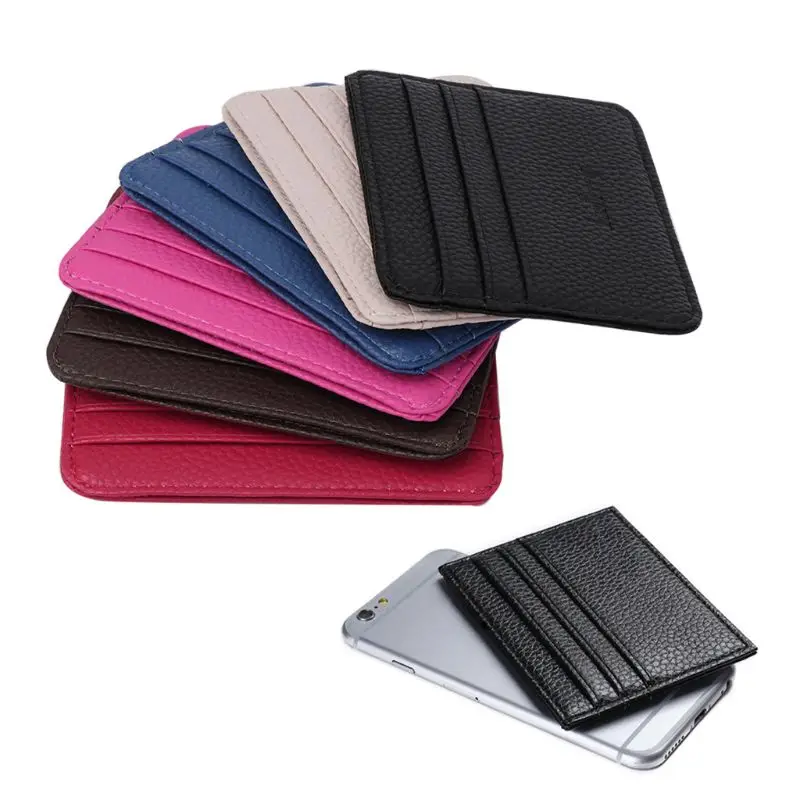 6 Color Card Holder Men's Business Pocket Slim Thin ID Credit Card Money Holder Wallet Faux leather Man Case Wallets