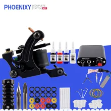 Завершенная татуировка машина комплект 1 катушки пистолеты набор 4 шт. чернила пигментные наборы иглы ручки Электропитание татуировки комплекты Перманентный макияж