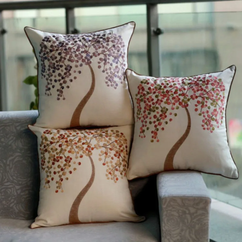 Linen Pillow Cover Capa Para Almofadas Chinese Cushion Housse Coussin Decoration Exquisite Embroidery The Tree Of Life | Дом и сад