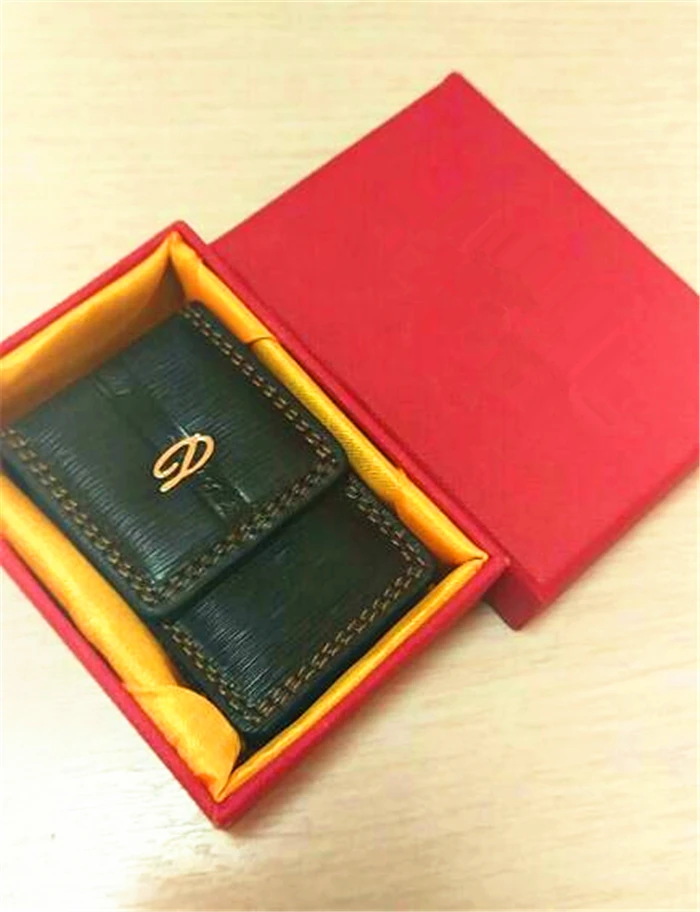 Бесплатная доставка черная кожаная сумка для мемориала forDupont Зажигалка L2