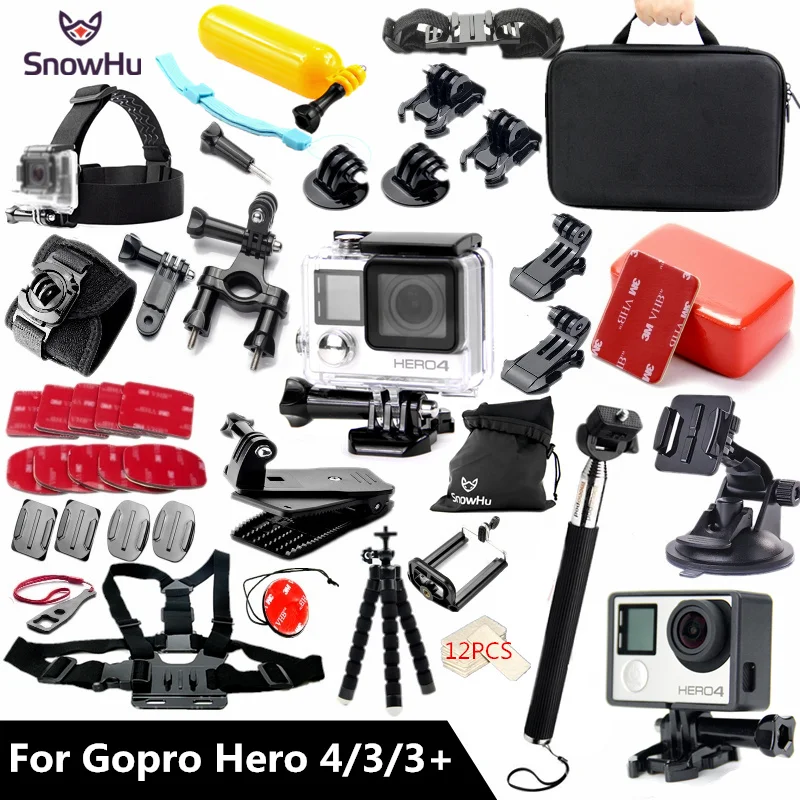 Аксессуары snowhu для Gopro набор Gopro hero 4 3 3+ Водонепроницаемый защитный чехол крепление на грудь монопод для go pro hero 4 3 3+ GS60