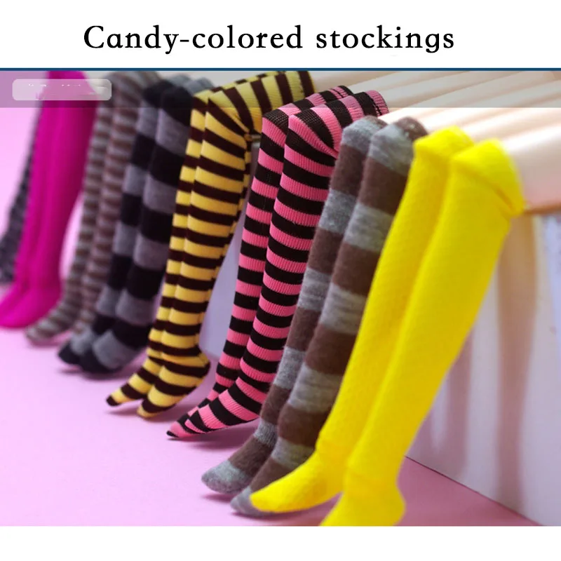 

3 Pair Lovely Candy Color Stripe Doll's Stocking For Azone Licca Doll Socks Clothes 1/6 Accessories Girl Toy